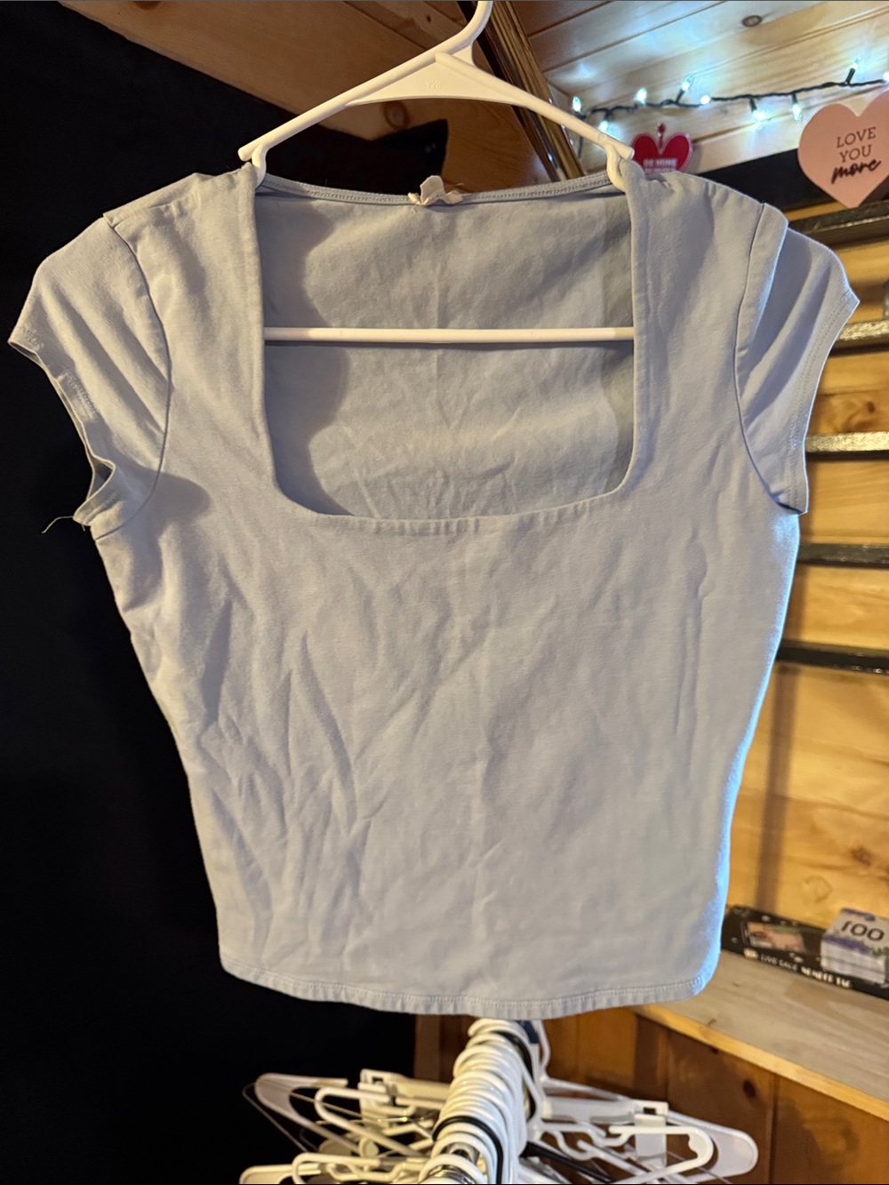 Garage Light Blue Square Neck Crop Top